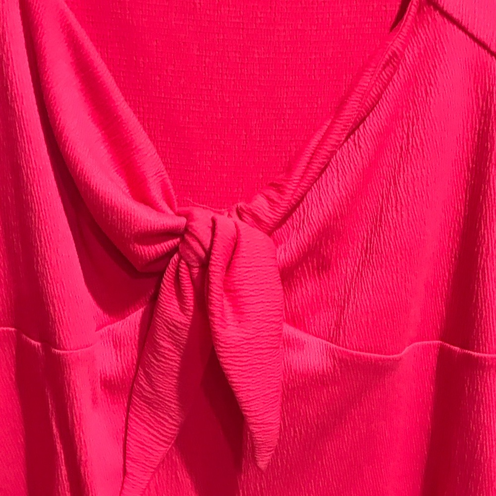 Ava & Viv Bold Red Tie-Front Blouse - Picture 3 of 6